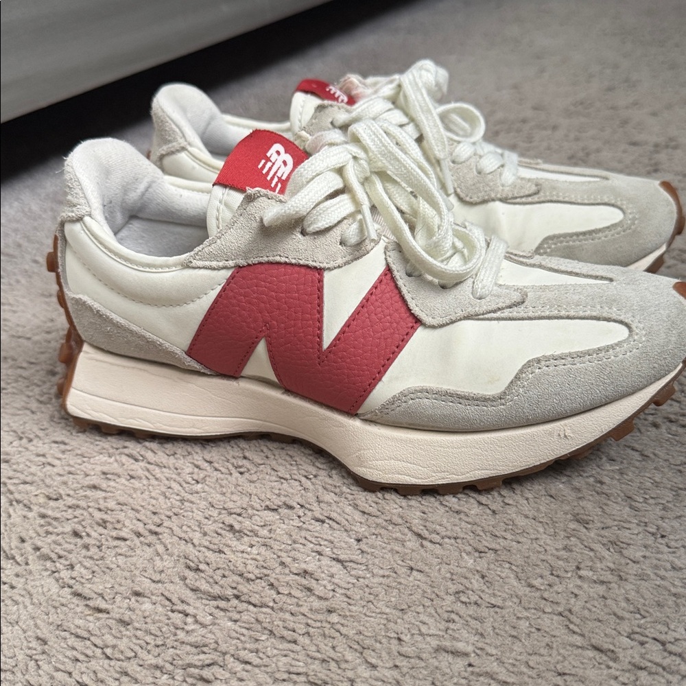 New Balance White and Red Sneakers